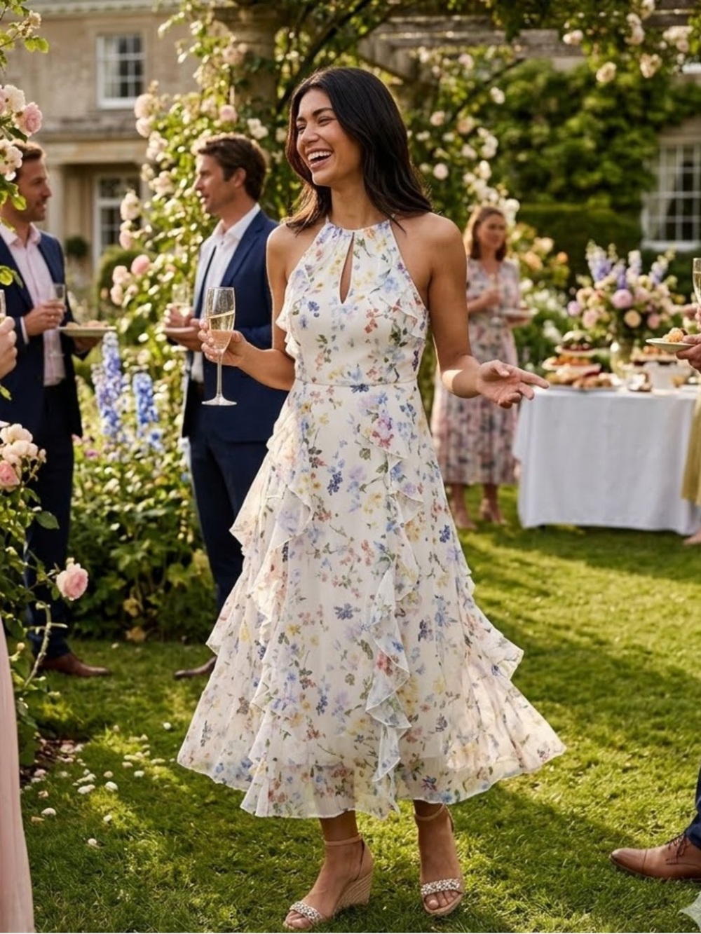NWOT Ted Baker Lauriin Floral Halter Neck Dress Sz US 2 Or Ted Sz 0 - Picture 11 of 13